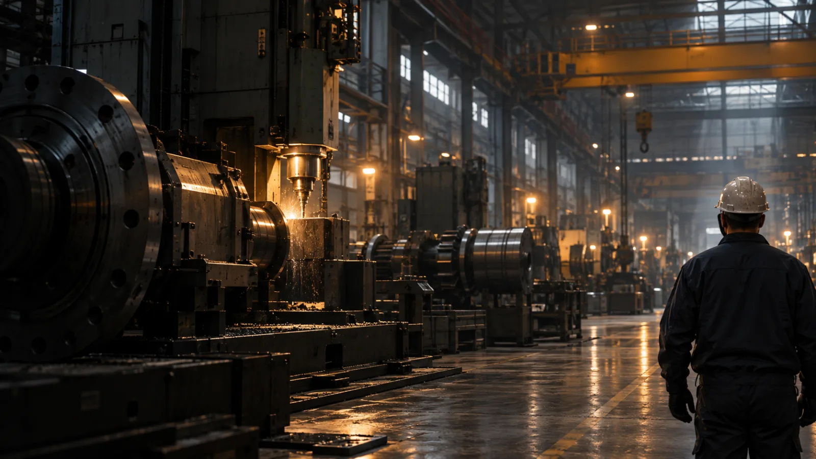 Engineer and equipment in a manufacturing plant